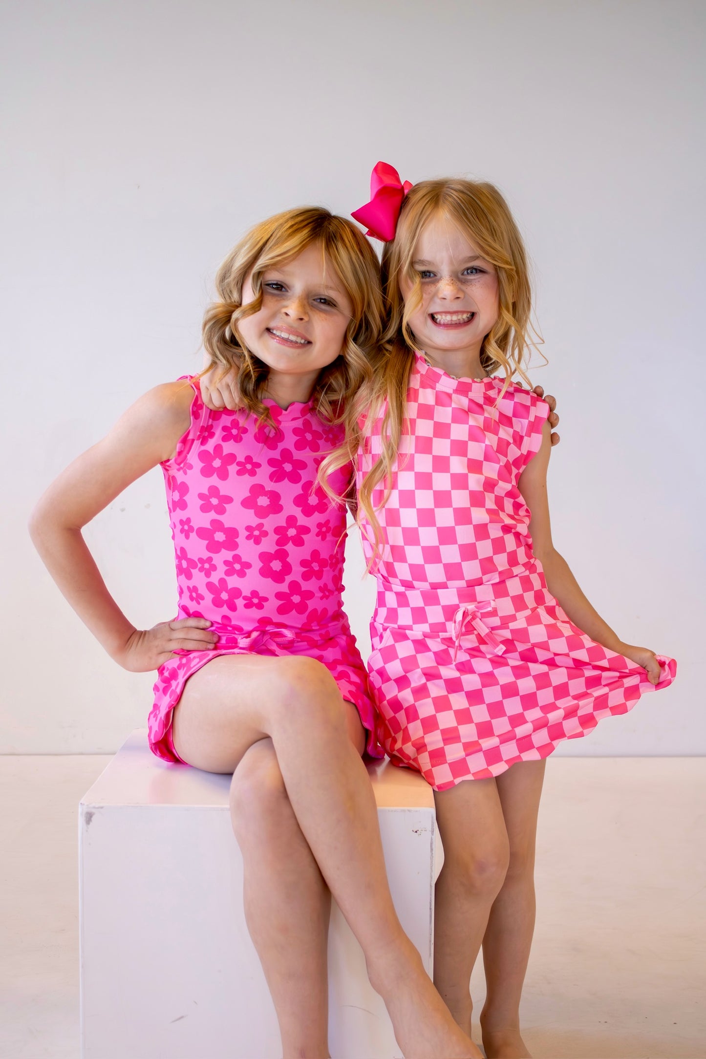Scalloped Skirt Set- Pop of Pink
