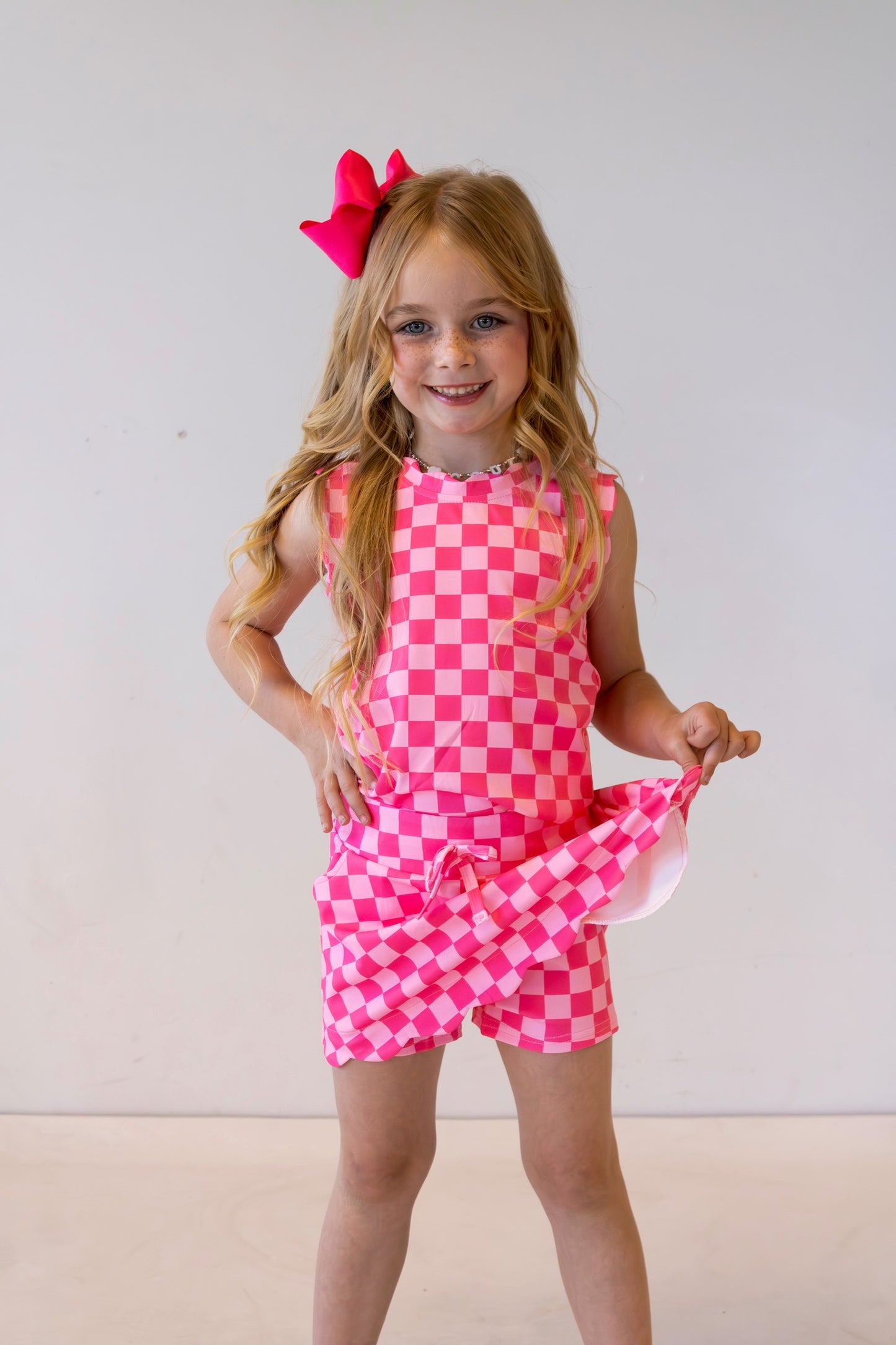 Scalloped Skirt Set- Pop of Pink