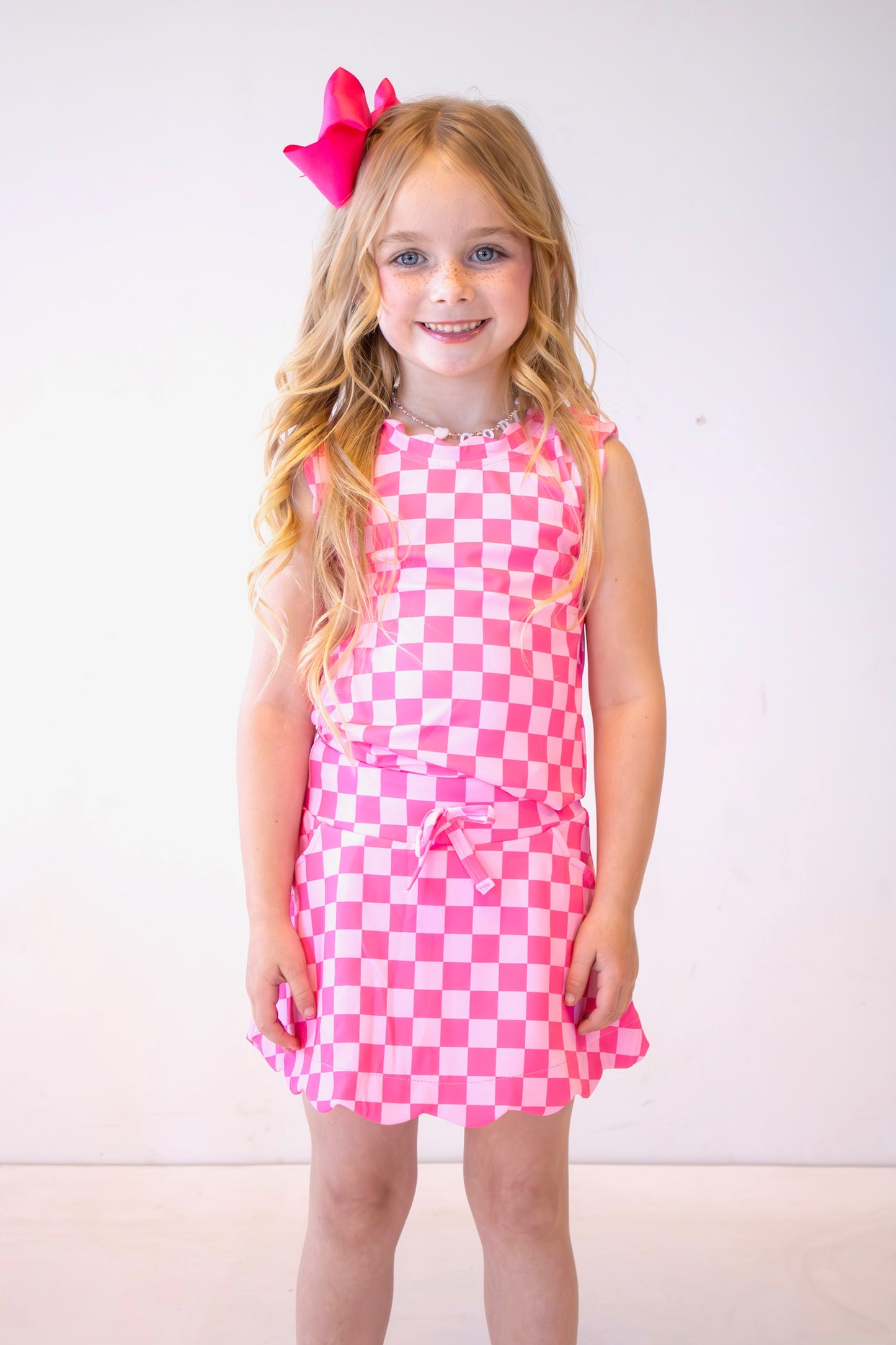 Scalloped Skirt Set- Pop of Pink