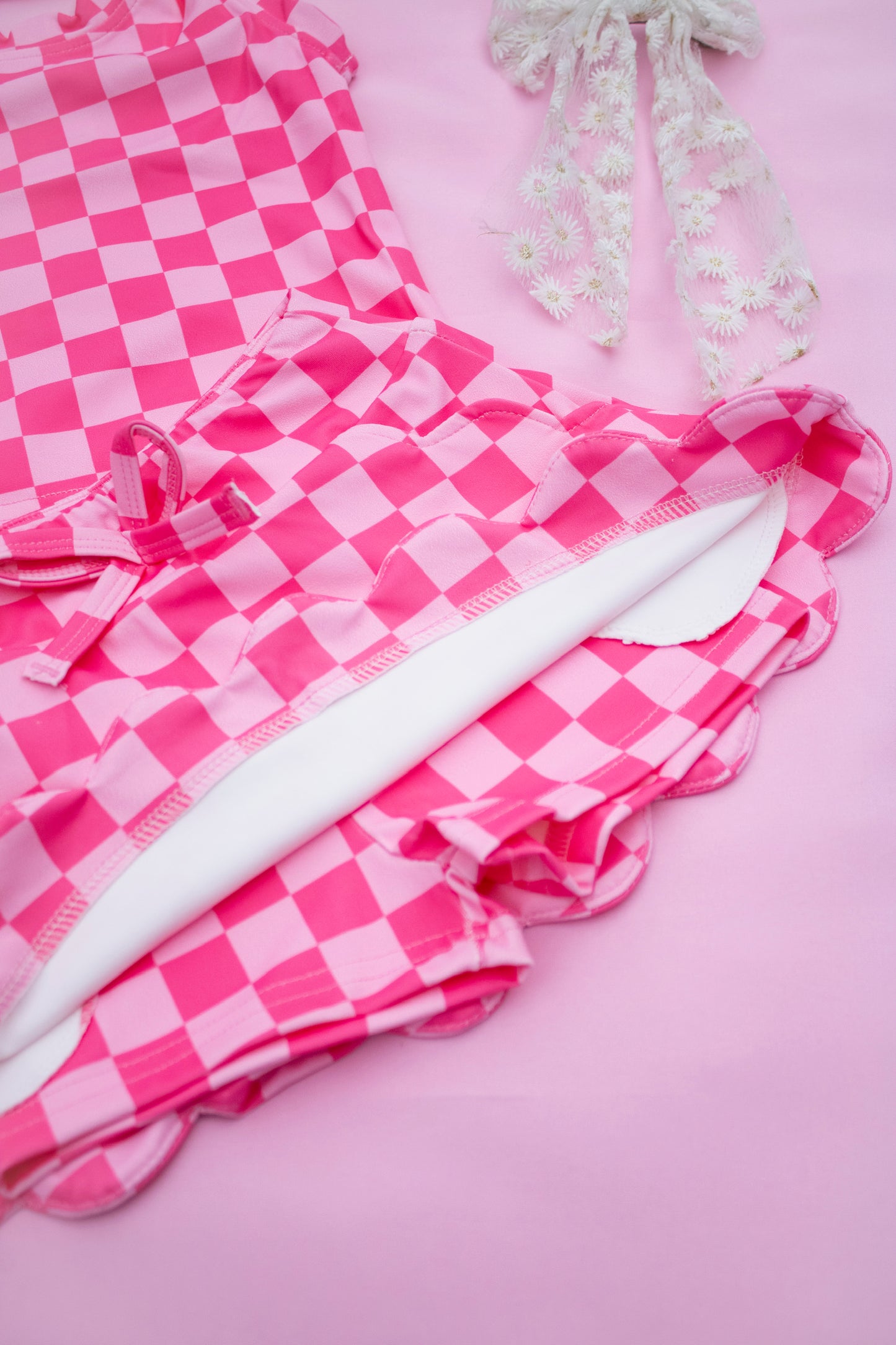 Scalloped Skirt Set- Pop of Pink