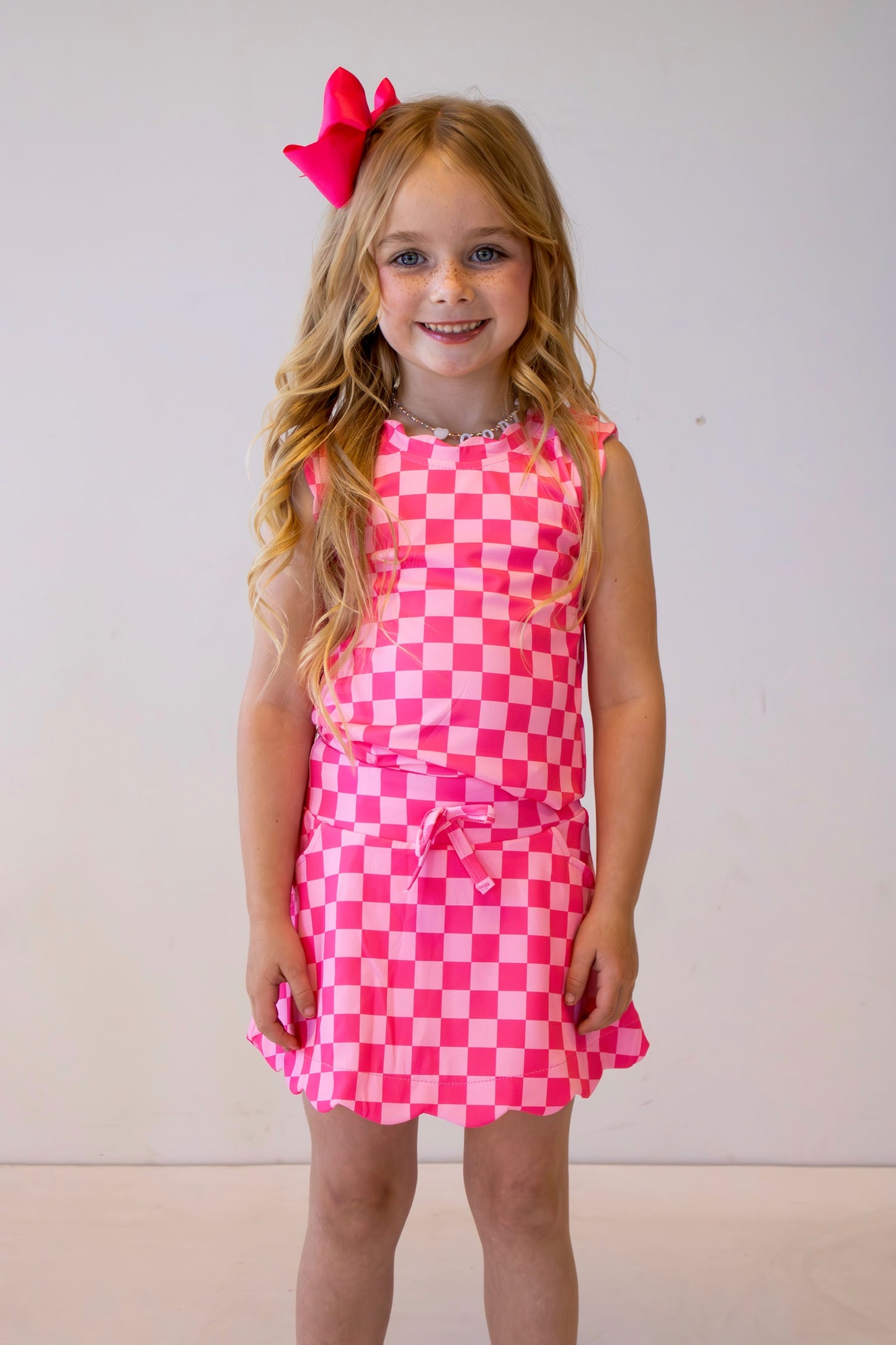 Scalloped Skirt Set- Pop of Pink