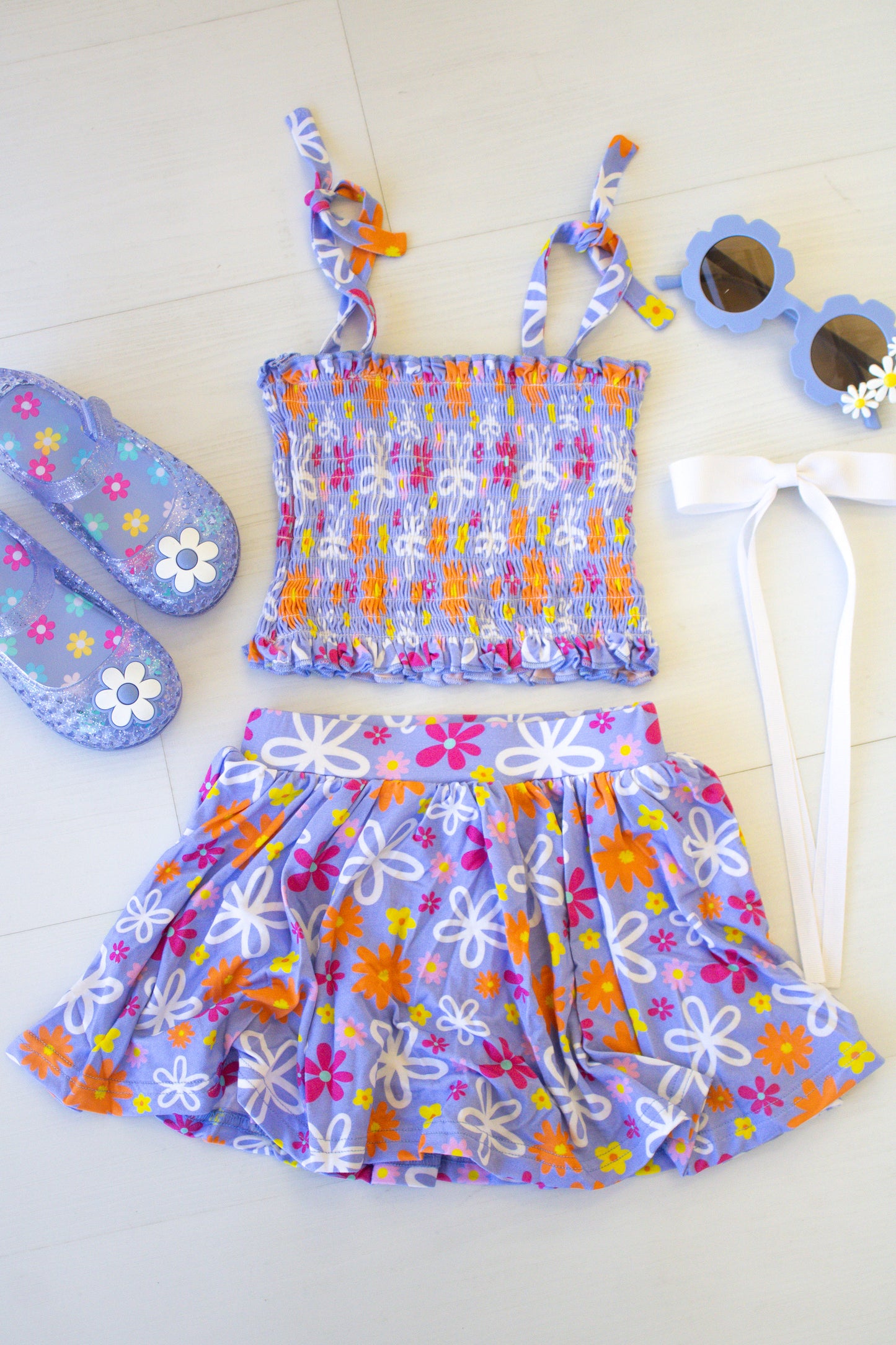 Bamboo Skirt Set - Purple Peony