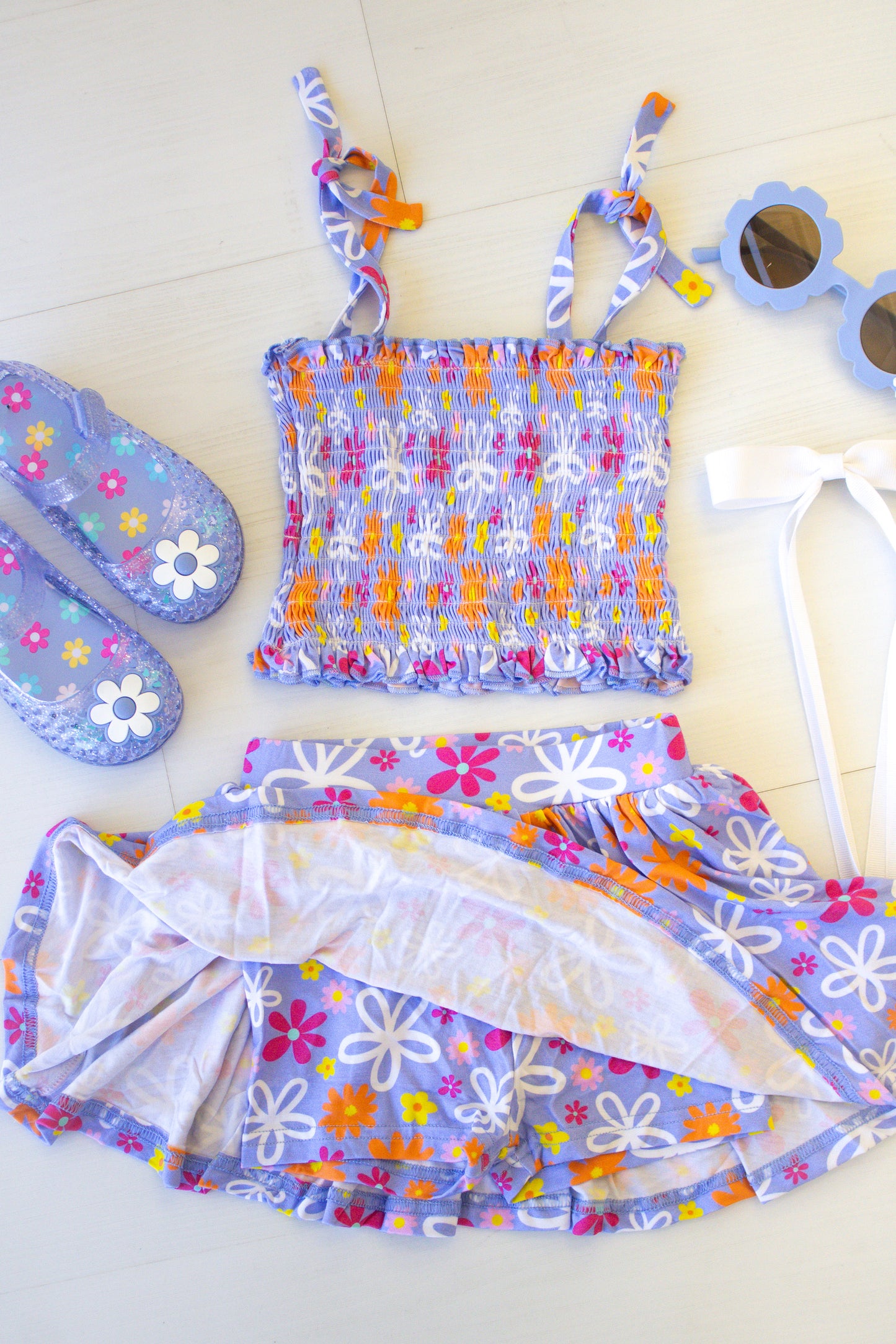 Bamboo Skirt Set - Purple Peony