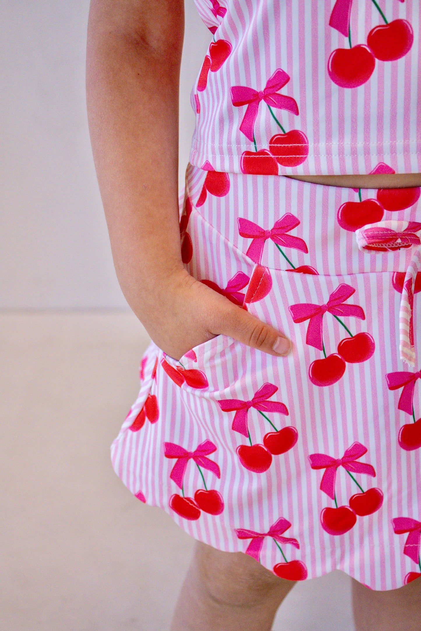 Scalloped Skirt Set- Cherry Pop