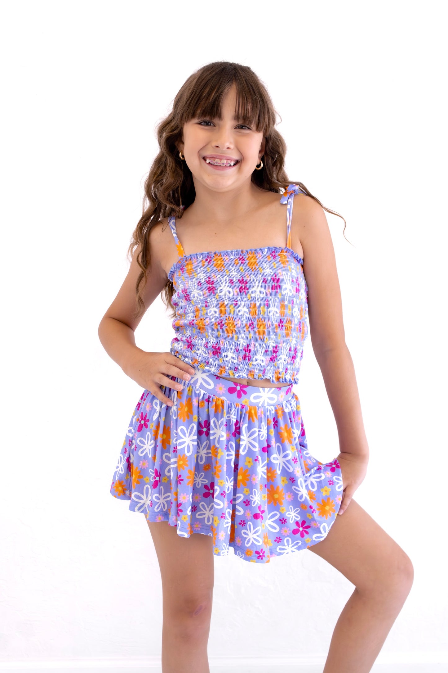 Bamboo Skirt Set - Purple Peony