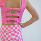 Pretty in motion- bubblegum check 2 piece set