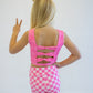 Pretty in motion- bubblegum check 2 piece set