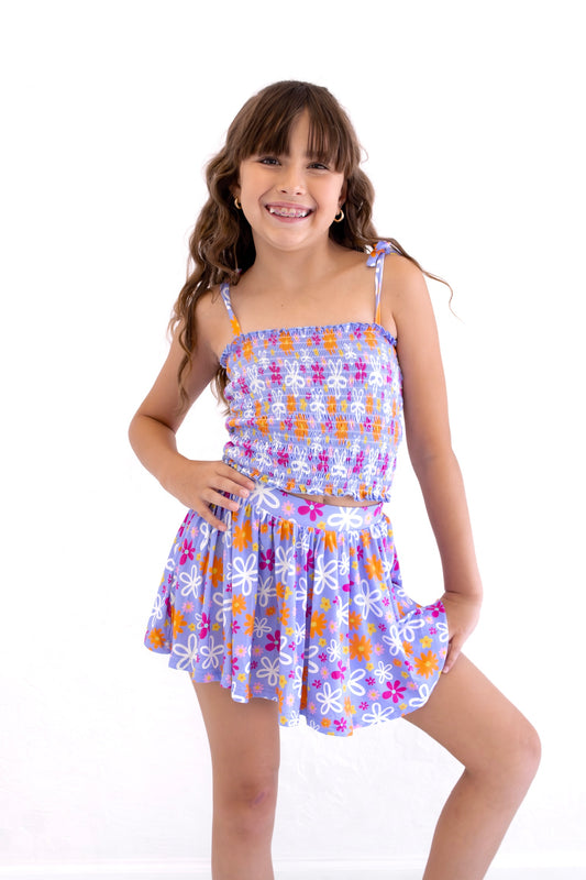Bamboo Skirt Set - Purple Peony